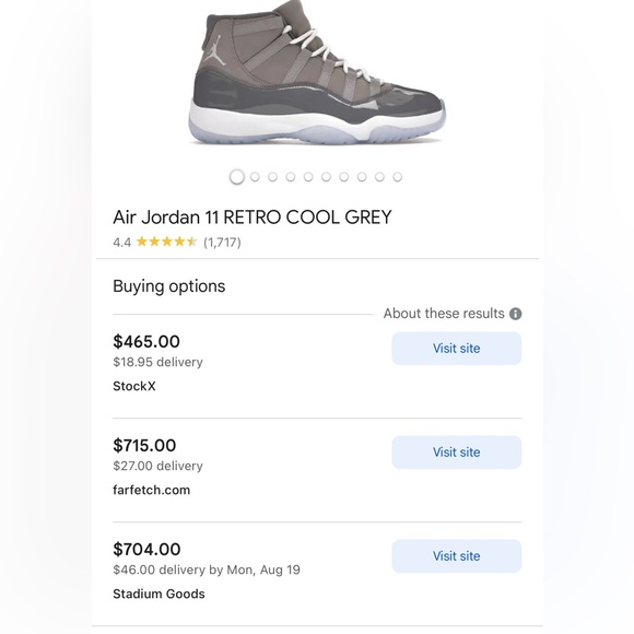 AIR JORDAN 11 COOL GREYS - Picture 3 of 6